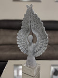 Tall Silver Spread Angel Wings Diamante & Mosaic Ornament