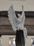 Sitting Silver Spread Angel Wings Diamante & Mosaic Ornament