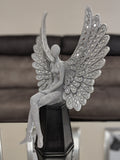 Sitting Silver Spread Angel Wings Diamante & Mosaic Ornament