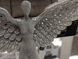 Small Silver Spread Angel Wings Diamante & Mosaic Ornament