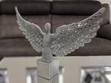 Small Silver Spread Angel Wings Diamante & Mosaic Ornament
