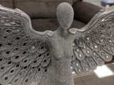 Large Silver Spread Angel Wings Diamante & Mosaic Ornament