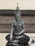 Silver & Black Sitting Praying Lotus Buddha Ornament