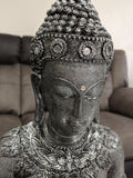 Silver & Black Sitting Praying Lotus Buddha Ornament