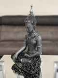 Silver & Black Sitting Praying Lotus Buddha Ornament