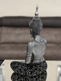 Silver & Black Sitting Praying Lotus Buddha Ornament