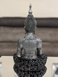 Silver & Black Sitting Praying Lotus Buddha Ornament