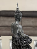 Silver & Black Sitting Praying Lotus Buddha Ornament