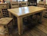 Weathered Oak Small Fixed Top Dining Table & 4 Dining Chairs