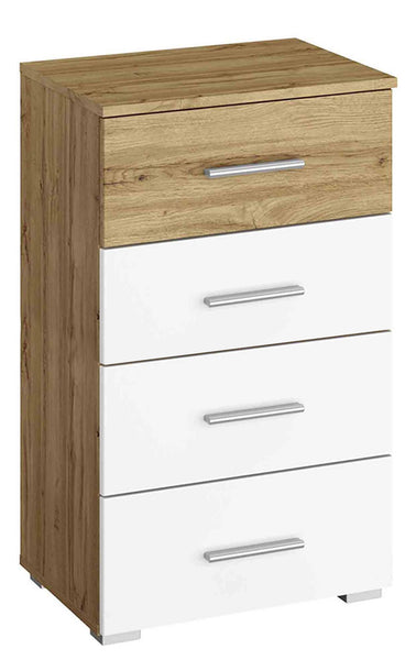 Kobi Korbach Alpine White & Wotan Oak Colour Narrow 4 Drawer Chest