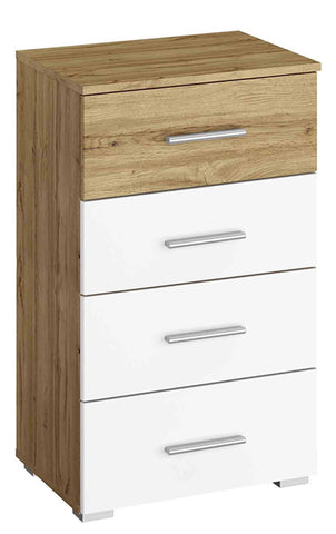 Kobi Korbach Alpine White & Wotan Oak Colour Narrow 4 Drawer Chest