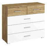 Kobi Korbach Alpine White & Wotan Oak Colour 2 over 3 Drawer Chest