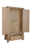 Warm Rustic Oak Effect 2 Drawer Wardrobe