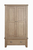 Warm Rustic Oak Effect 2 Drawer Wardrobe