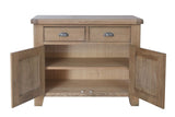 Warm Rustic Oak Effect 2 Drawer Sideboard