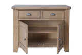 Warm Rustic Oak Effect 2 Drawer Sideboard