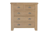 Warm Rustic Oak Effect 2 Over 3 Chest of Drawers