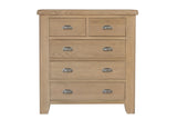 Warm Rustic Oak Effect 2 Over 3 Chest of Drawers