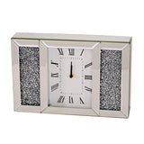 Mirrored Jewel Gem Diamante White Face Glass Mantle Clock