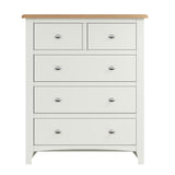 Fresh White with Oak Top 2 Over 3 Chest of Drawers