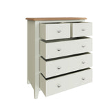 Fresh White with Oak Top 2 Over 3 Chest of Drawers