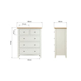 Fresh White with Oak Top 2 Over 3 Chest of Drawers