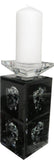 Black Mirrored Glass Crystal Skull Pillar Tea Light Candle Holder