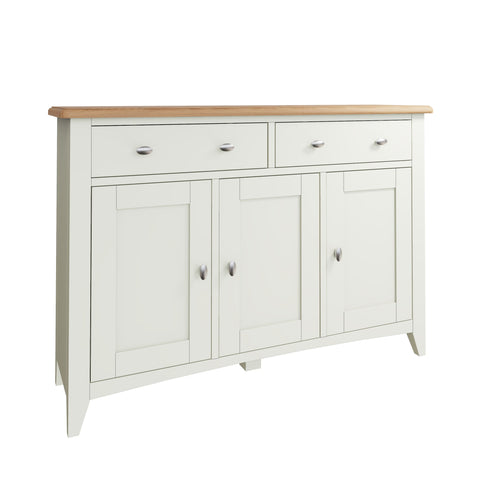 Fresh White with Oak Tops 3 Door Sideboard