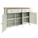Fresh White with Oak Tops 3 Door Sideboard
