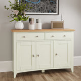 Fresh White with Oak Tops 3 Door Sideboard