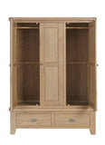 Warm Rustic Oak Effect 3 Door Wardrobe