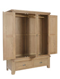 Warm Rustic Oak Effect 3 Door Wardrobe