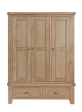 Warm Rustic Oak Effect 3 Door Wardrobe