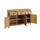 Oak & Hardwood Rustic 3 Drawer Sideboard