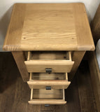 Weathered Oak 3 Drawer Bedside