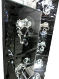 Triple Tier Black Mirrored Crystal Skull Head Tall Tea Light Candle Holder
