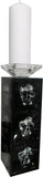 Triple Tier Black Mirrored Crystal Skull Head Tall Tea Light Candle Holder