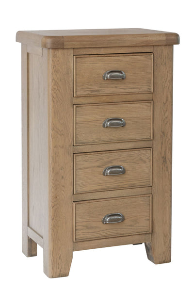 Warm Rustic Oak Effect 4 Drawer Chest of Drawers
