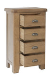 Warm Rustic Oak Effect 4 Drawer Chest of Drawers