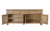 Warm Rustic Oak Effect 4 Door & 4 Drawer Sideboard