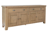 Warm Rustic Oak Effect 4 Door & 4 Drawer Sideboard