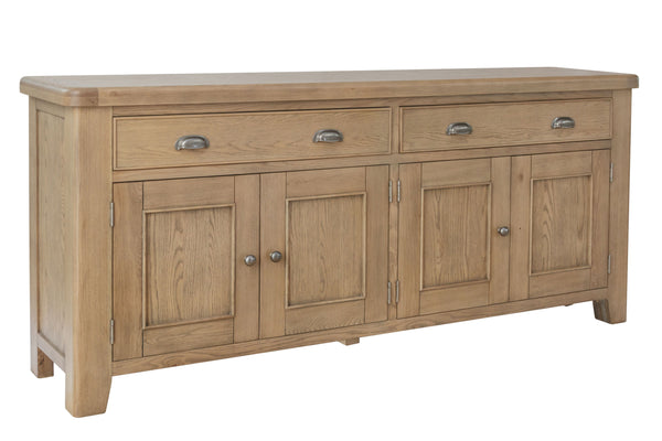 Warm Rustic Oak Effect 4 Door & 4 Drawer Sideboard