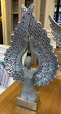 Tall Silver Spread Angel Wings Diamante & Mosaic Ornament