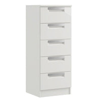 Milan High Gloss 5 Drawer Narrow Chest of Drawers