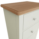 Fresh White with Oak Top 5 Drawer Narrow Chest of Drawers