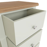 Fresh White with Oak Top 5 Drawer Narrow Chest of Drawers