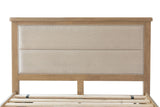 Warm Rustic Oak Effect King Size Bed Frame with Fabric Padded Headboard & Drawers