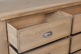 Warm Rustic Oak Effect 6 Drawer Wide Chest of Drawers