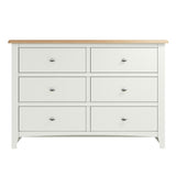 Fresh White with Oak Top 6 Drawer Wide Chest of Drawers