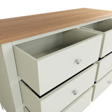 Fresh White with Oak Top 6 Drawer Wide Chest of Drawers